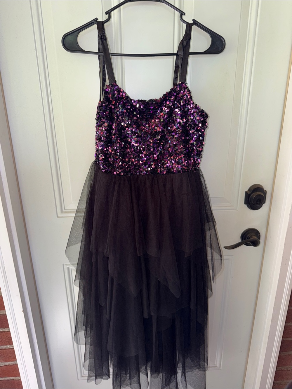 Sequin Bodice Black & Purple Tulle Party Dress for Girls